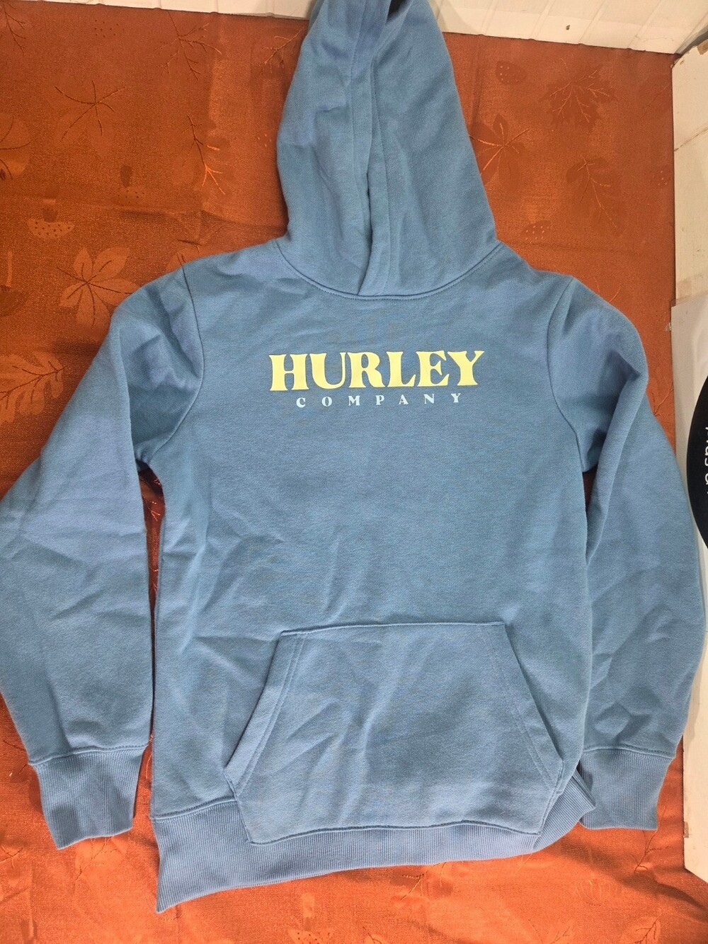 Hurley Youth Boys' Graphic Fleece Pullover Hoodie – Dusty Blue (Size L 10/12) –